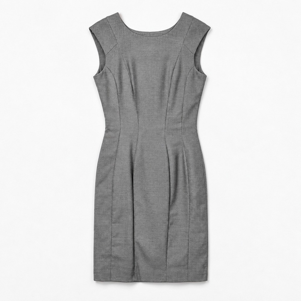 H&M Womens Sz 4 Gray Office Dress Pencil Sheath Lined Classic Basic